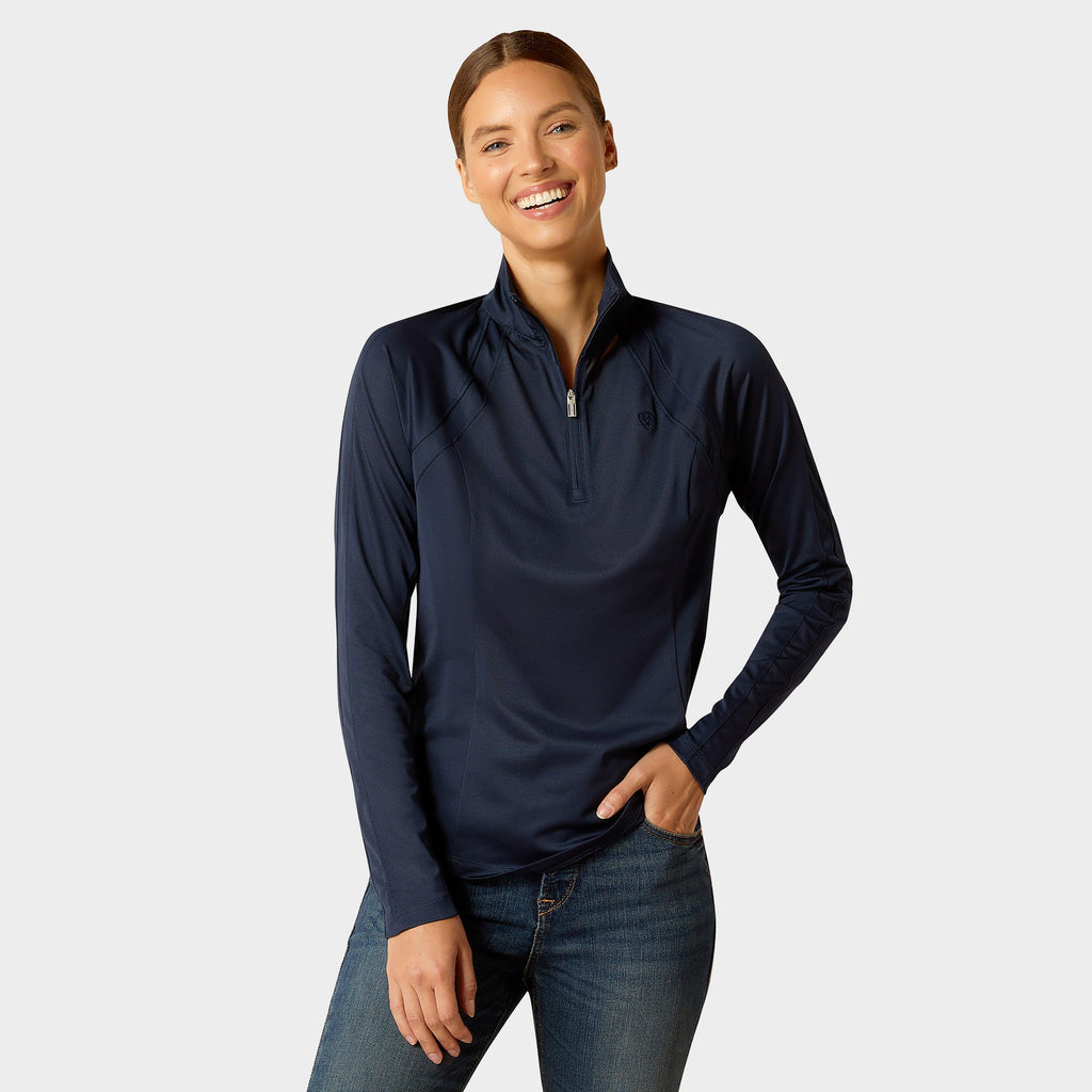 Womens Sunstopper 3.0 1/4 Zip Base Layer Navy