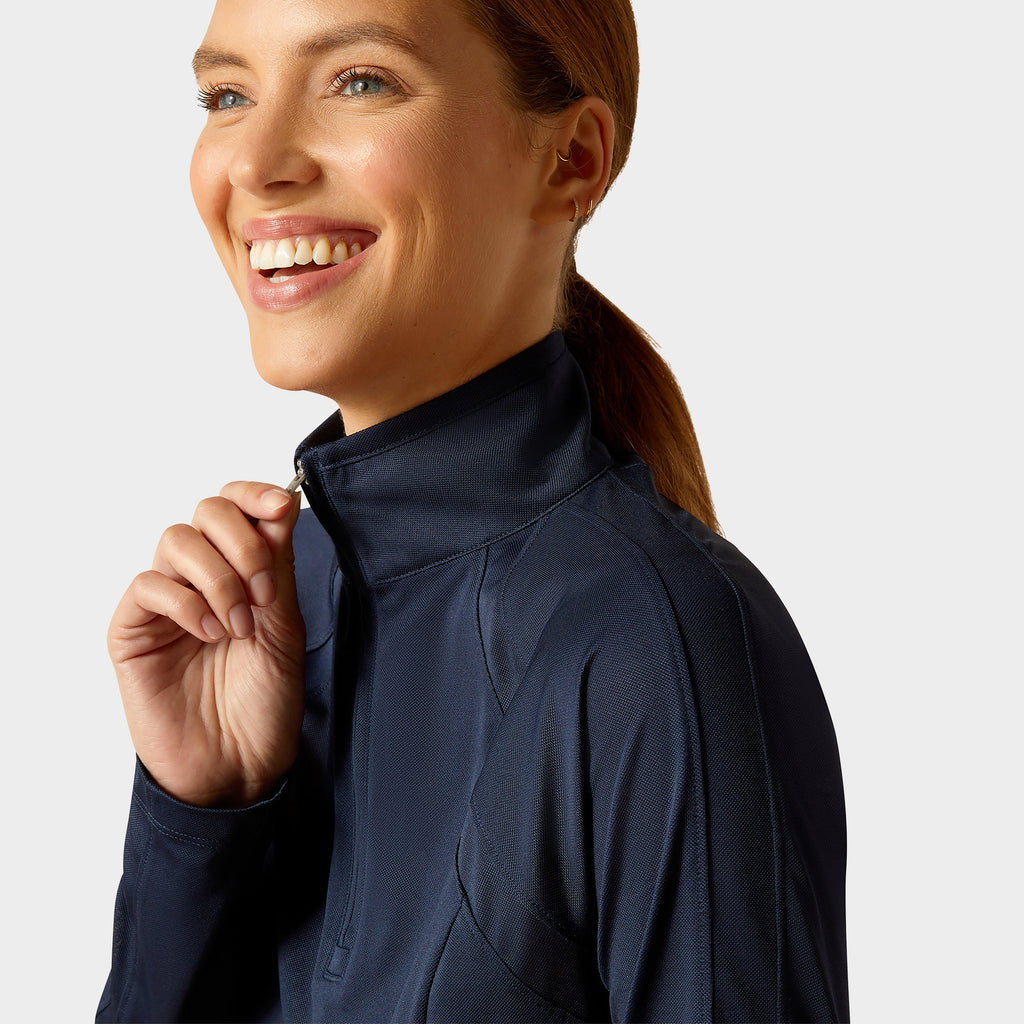 Womens Sunstopper 3.0 1/4 Zip Base Layer Navy