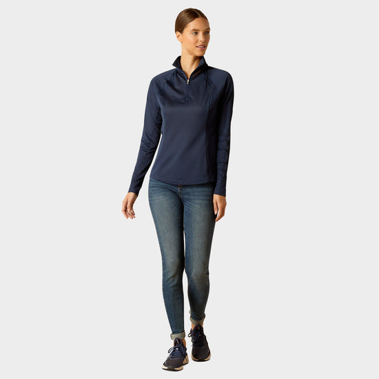 Womens Sunstopper 3.0 1/4 Zip Base Layer Navy