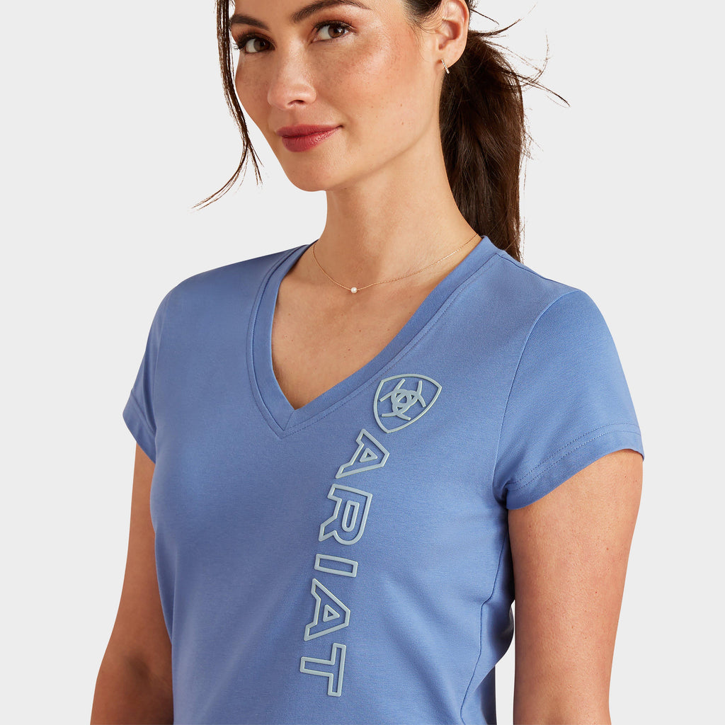 Womens Vertical Logo V T-Shirt Dutch Blue