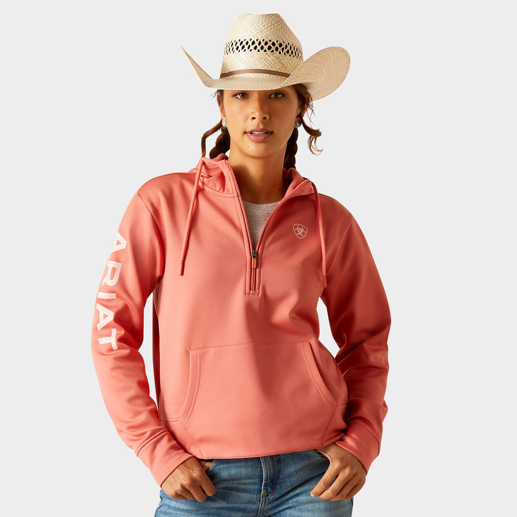 Womens Tek Hoodie 1/2 Zip Hoodie Faded Rose