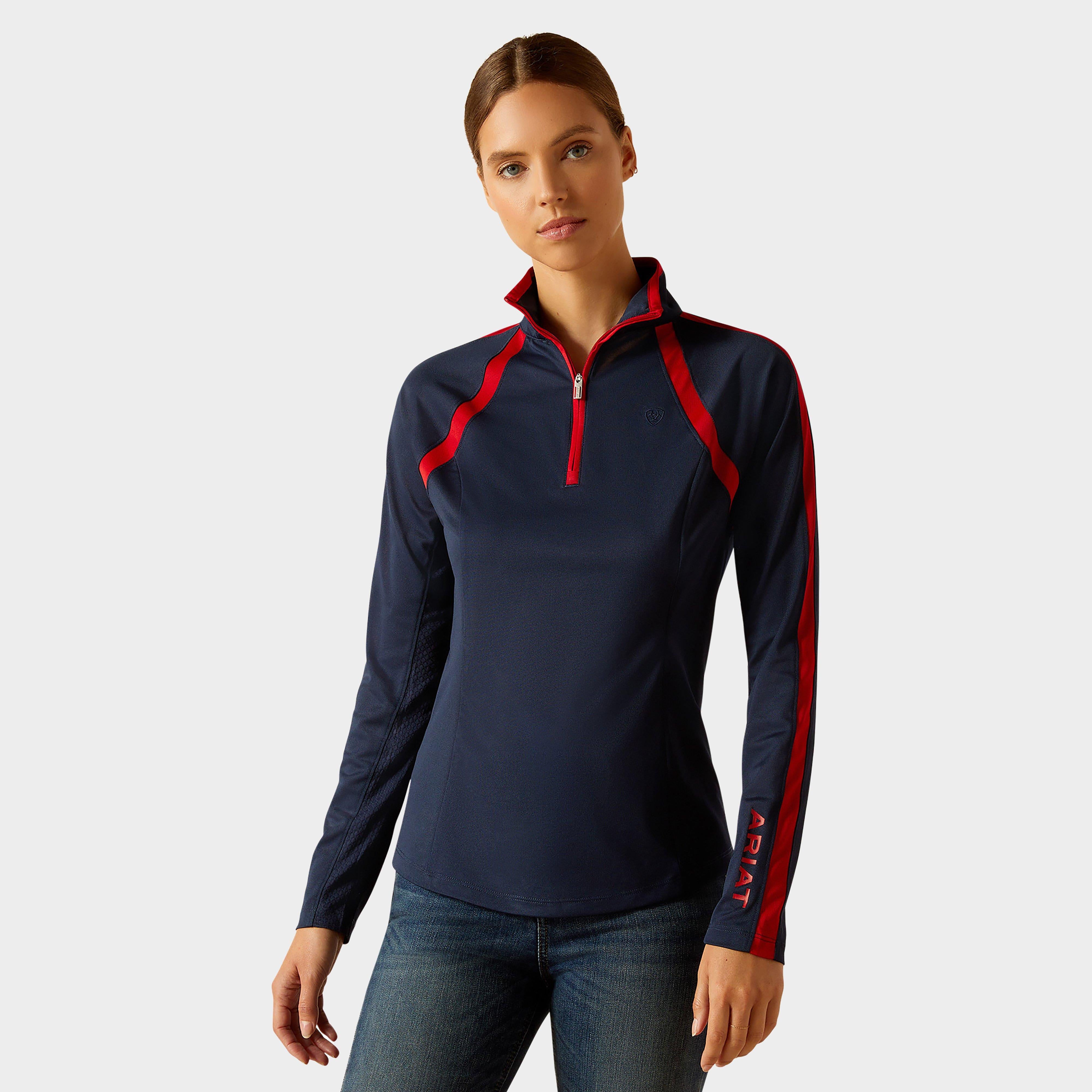 Womens Sunstopper 3.0 1/4 Zip Base Layer Navy/Red