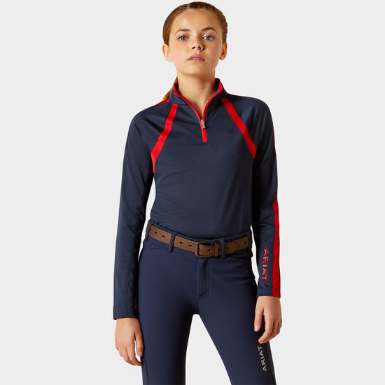 Kids Sunstopper 3.0 1/4 Zip Base Layer Navy/Red