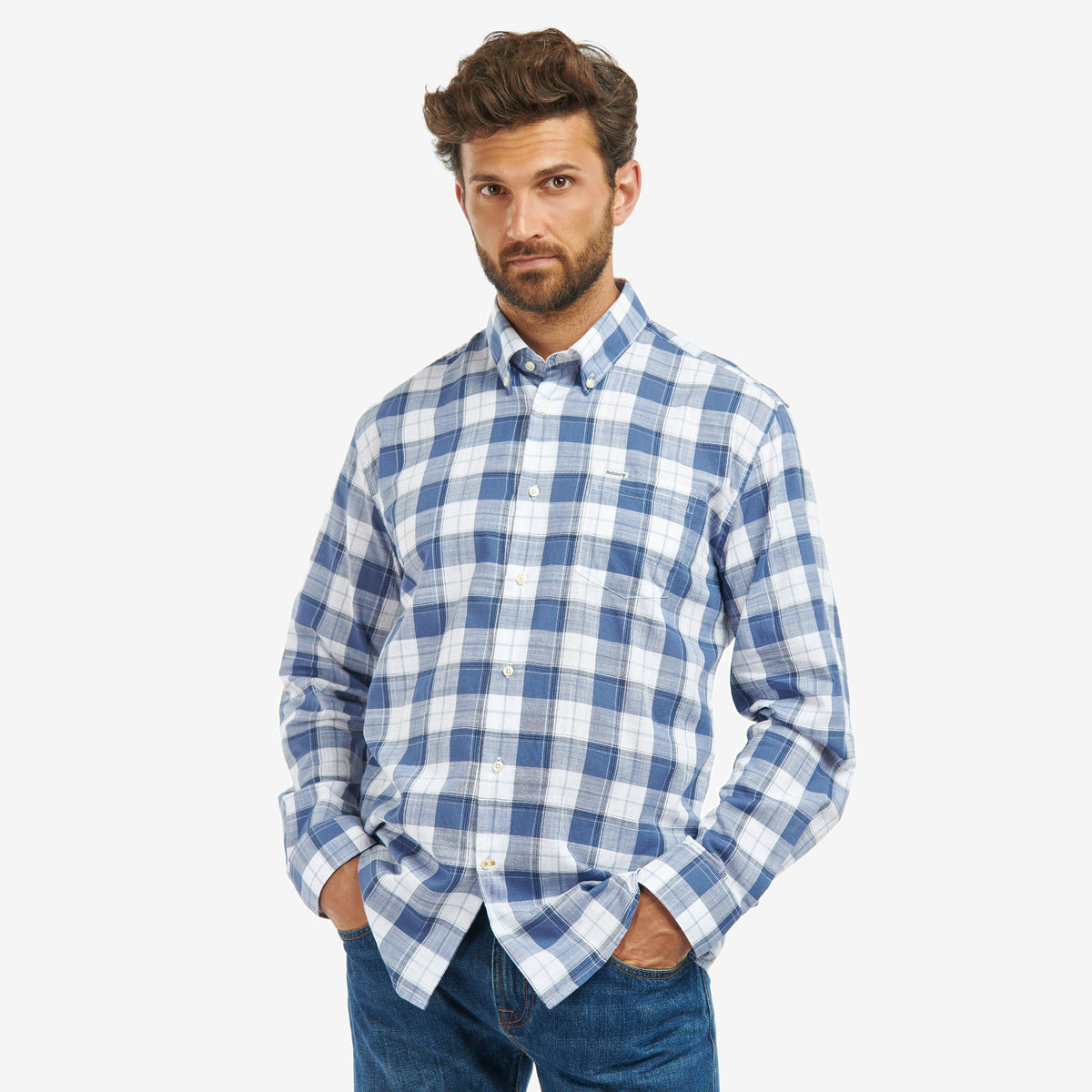 Mens Broxfield Regular Checked Shirt Classic Blue