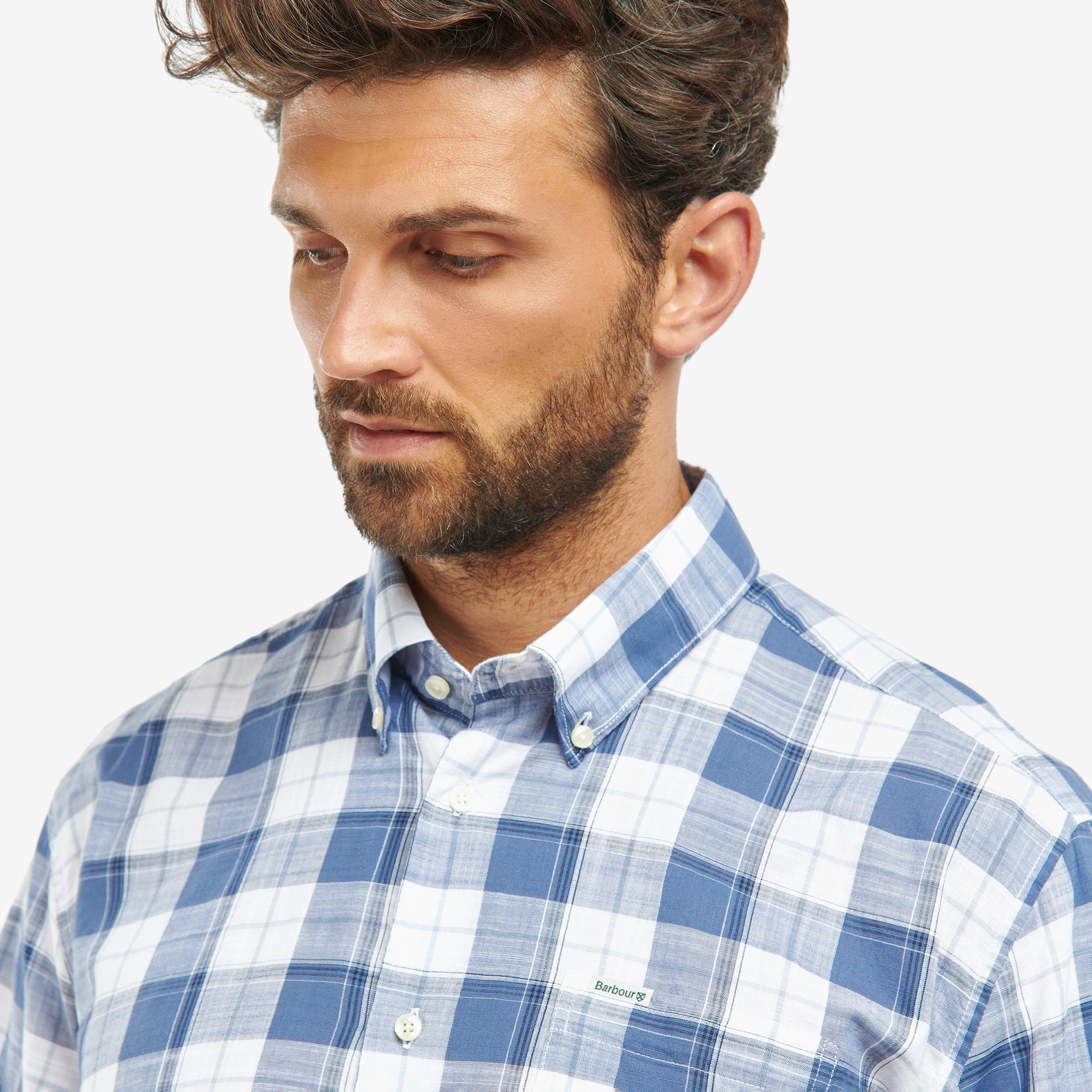 Mens Broxfield Regular Checked Shirt Classic Blue