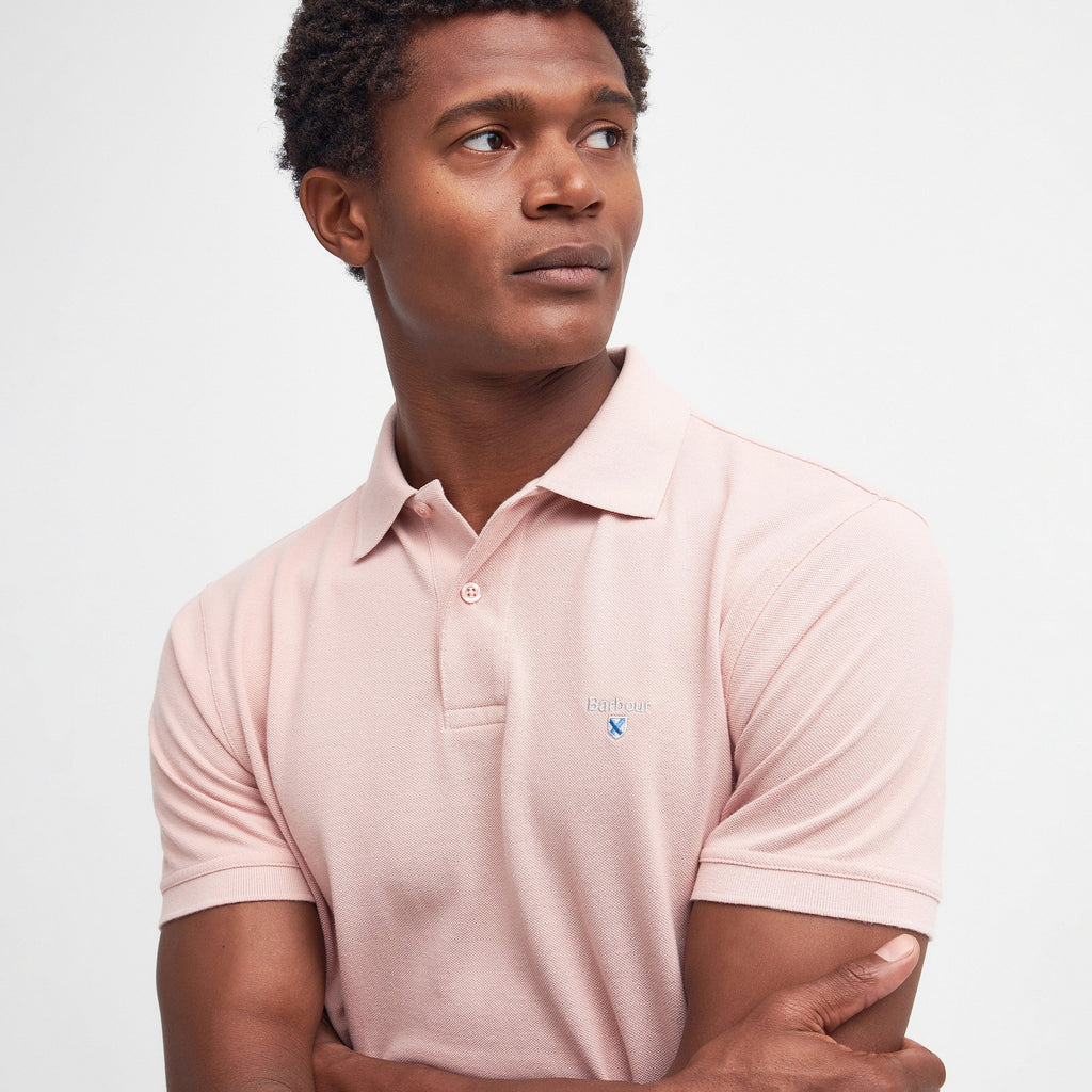 Mens Sports Polo Shirt Pink Mist