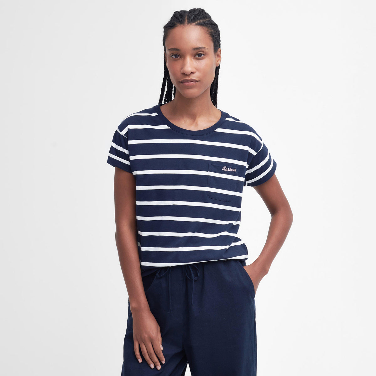 Womens Otterburn Stripe T-Shirt Navy/White Stripe