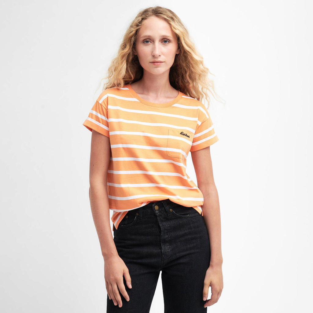 Womens Otterburn Stripe T-Shirt Apricot Crush
