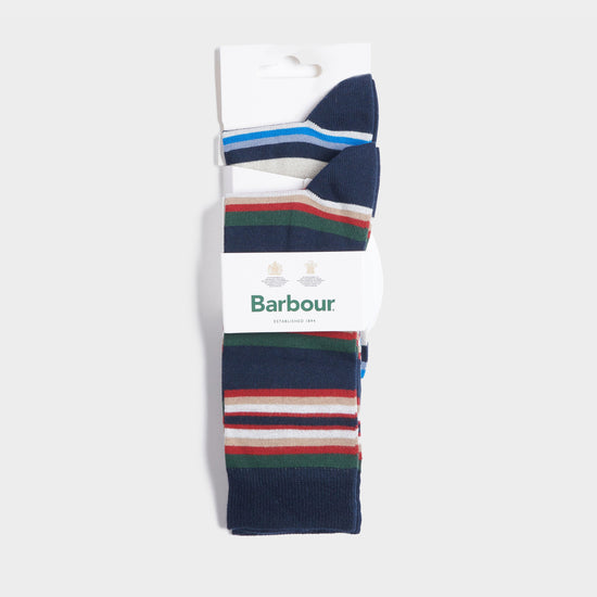 Summer Stripe 2 Pack Socks Navy Mix