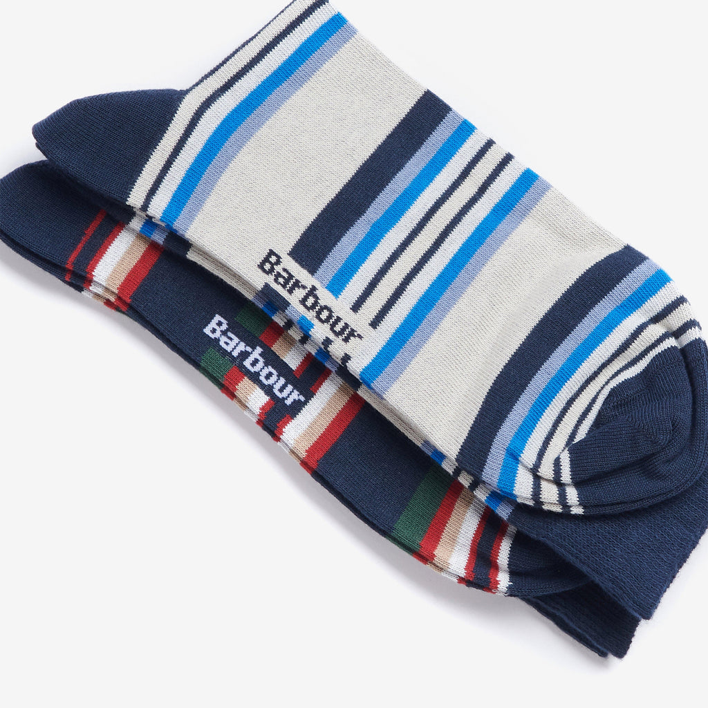 Summer Stripe 2 Pack Socks Navy Mix