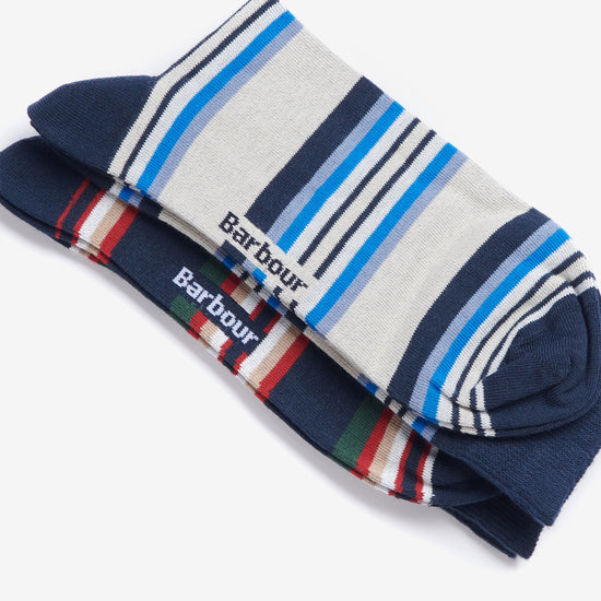 Summer Stripe 2 Pack Socks Navy Mix