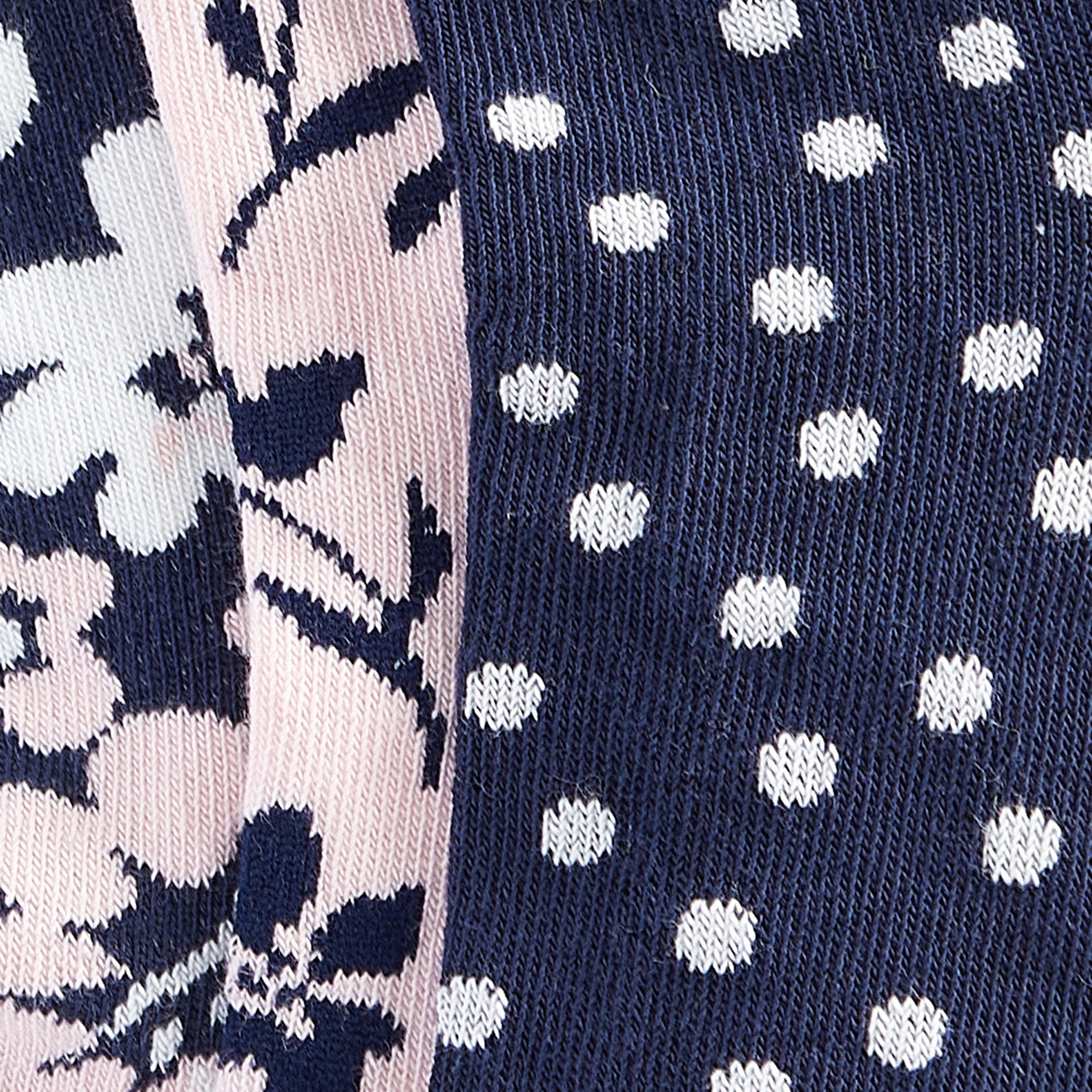 Womens  Floral Sock Gift Set Navy/Pink