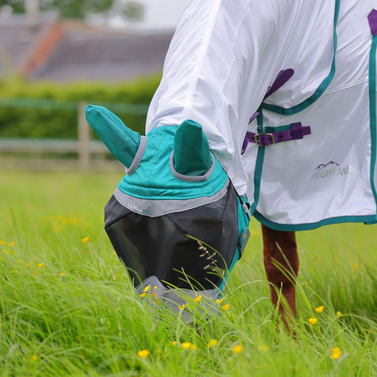 FlyGuard Pro Fine Mesh Fly Mask With Nose Teal