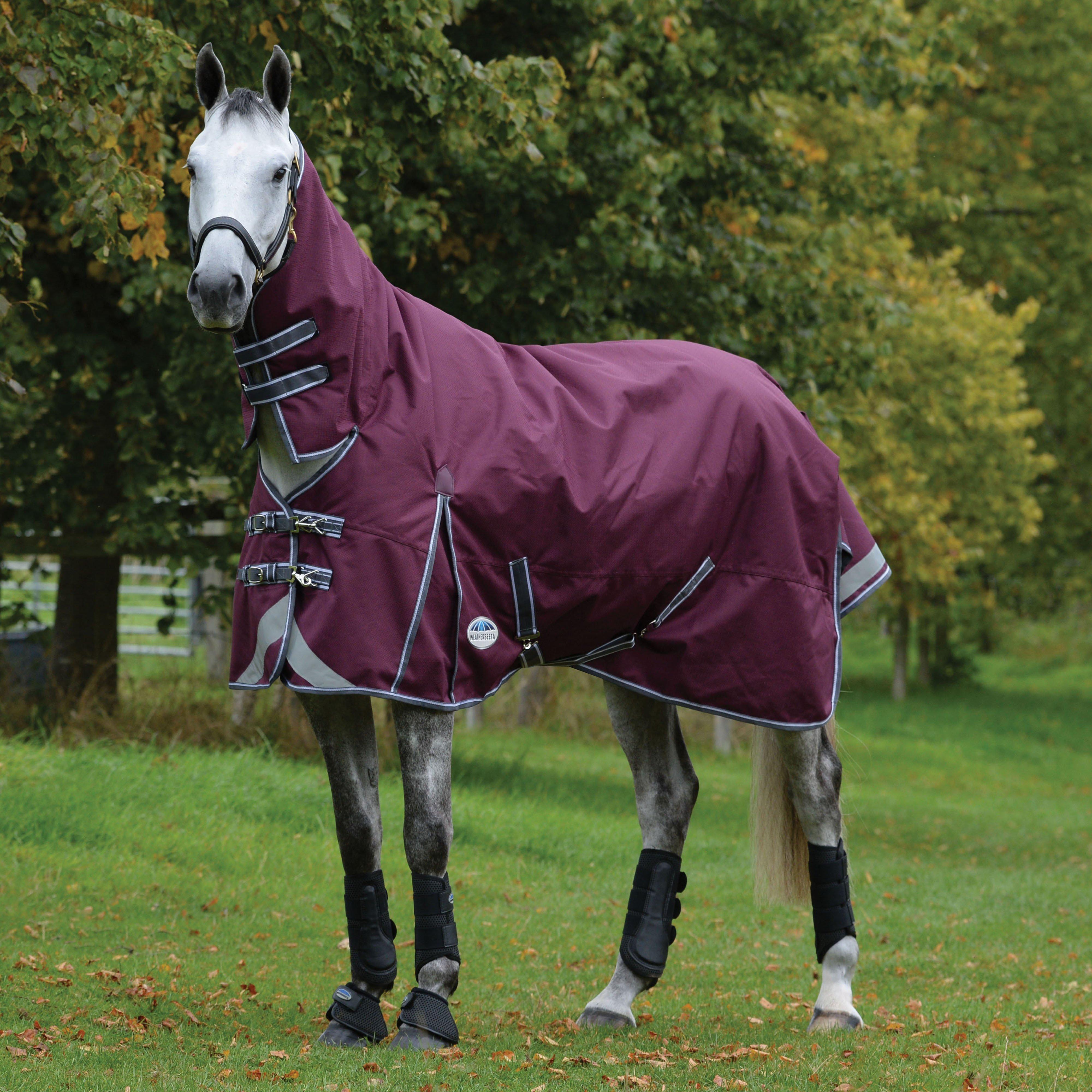 ComFiTec Plus Dynamic II Detach-A-Neck 0g Light Weight Turnout Rug Maroon/Grey/White