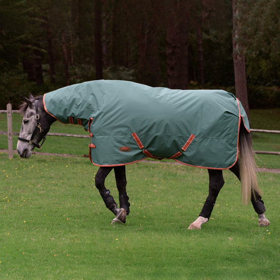 ComFiTec Tyro Combo Neck 50g Lite Plus Turnout Rug Green/Burnt Orange/White