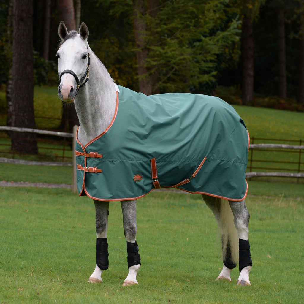 ComFiTec Tyro Standard Neck 50g Lite Plus Turnout Rug Green/Burnt Orange/White
