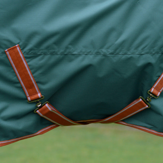 ComFiTec Tyro Standard Neck 50g Lite Plus Turnout Rug Green/Burnt Orange/White