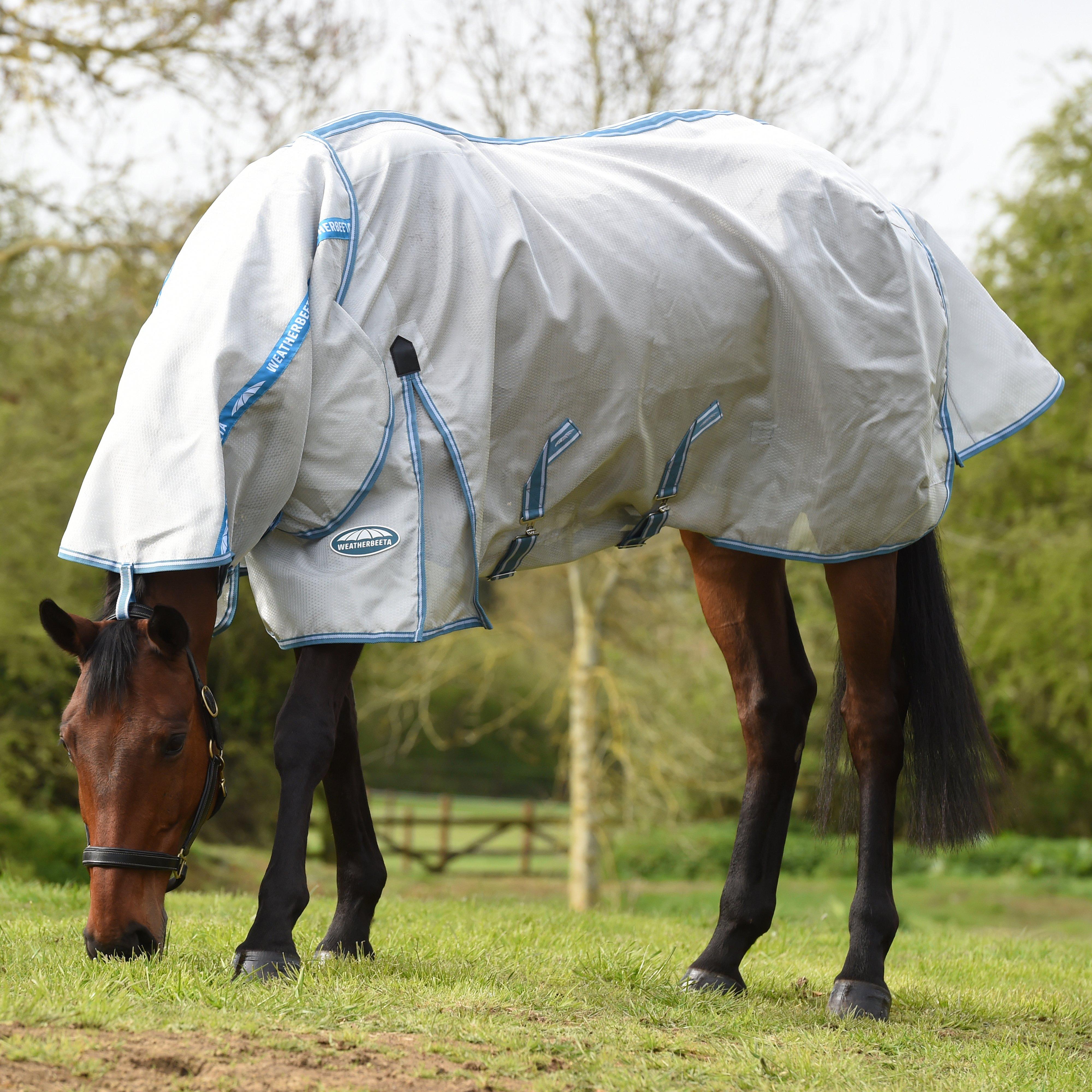 ComFiTec Hexi Shield Combo Neck Fly Rug Silver/Teal Blue