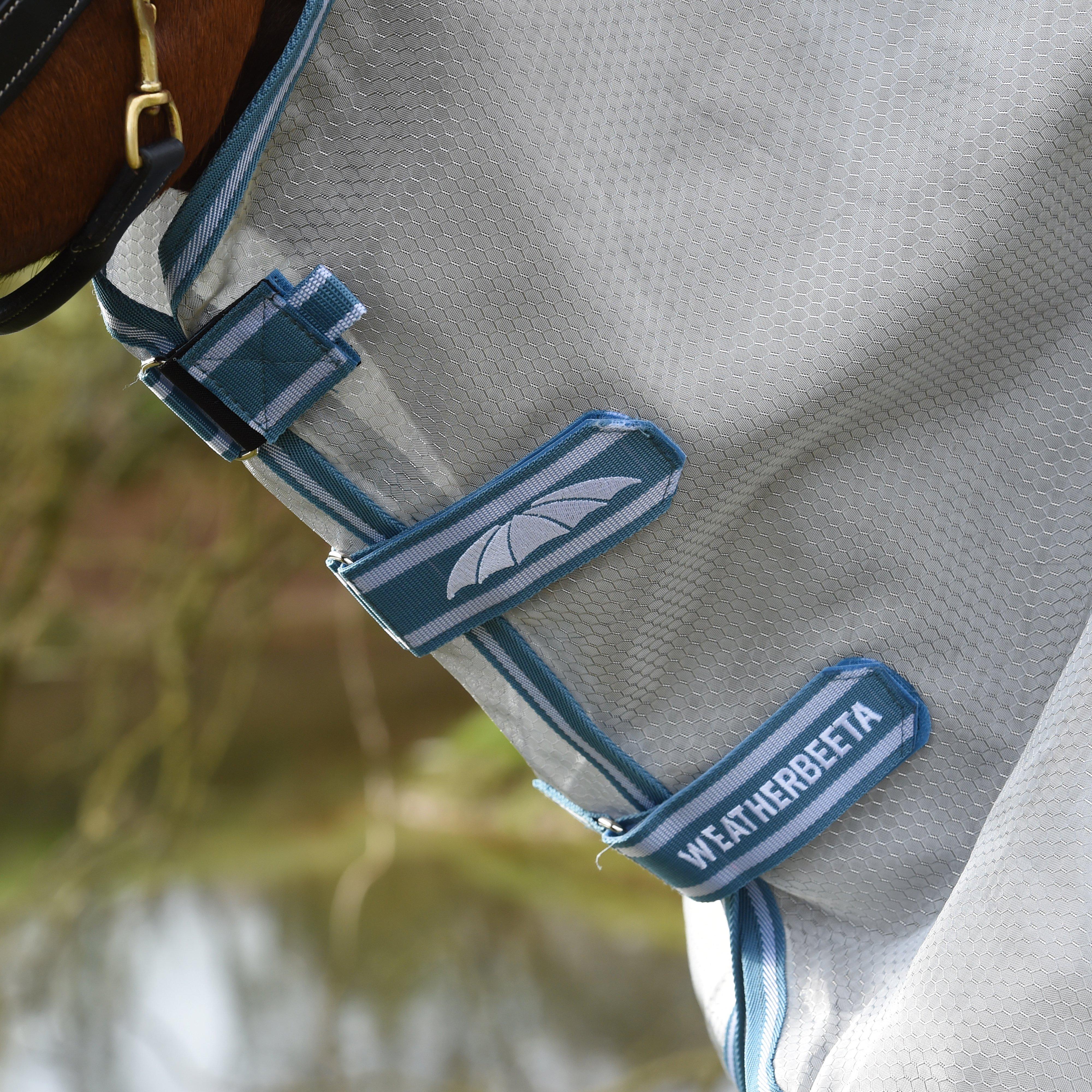 ComFiTec Hexi Shield Combo Neck Fly Rug Silver/Teal Blue