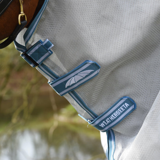 ComFiTec Hexi Shield Combo Neck Fly Rug Silver/Teal Blue