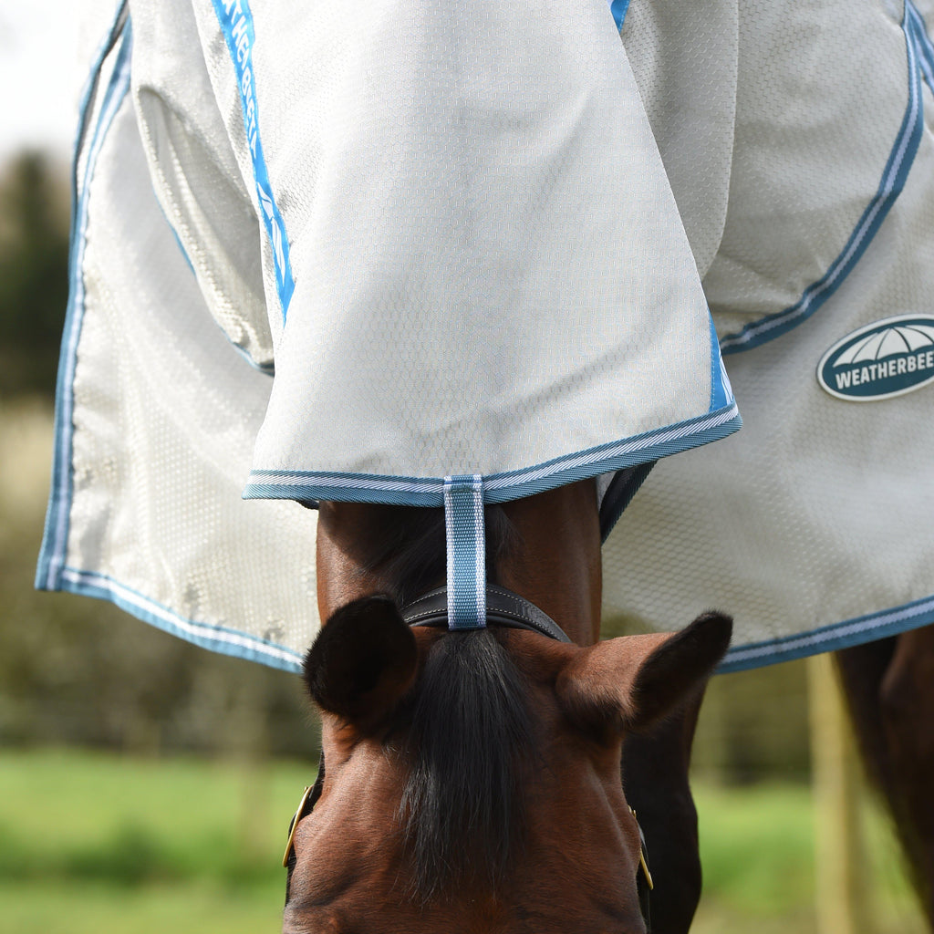 ComFiTec Hexi Shield Combo Neck Fly Rug Silver/Teal Blue