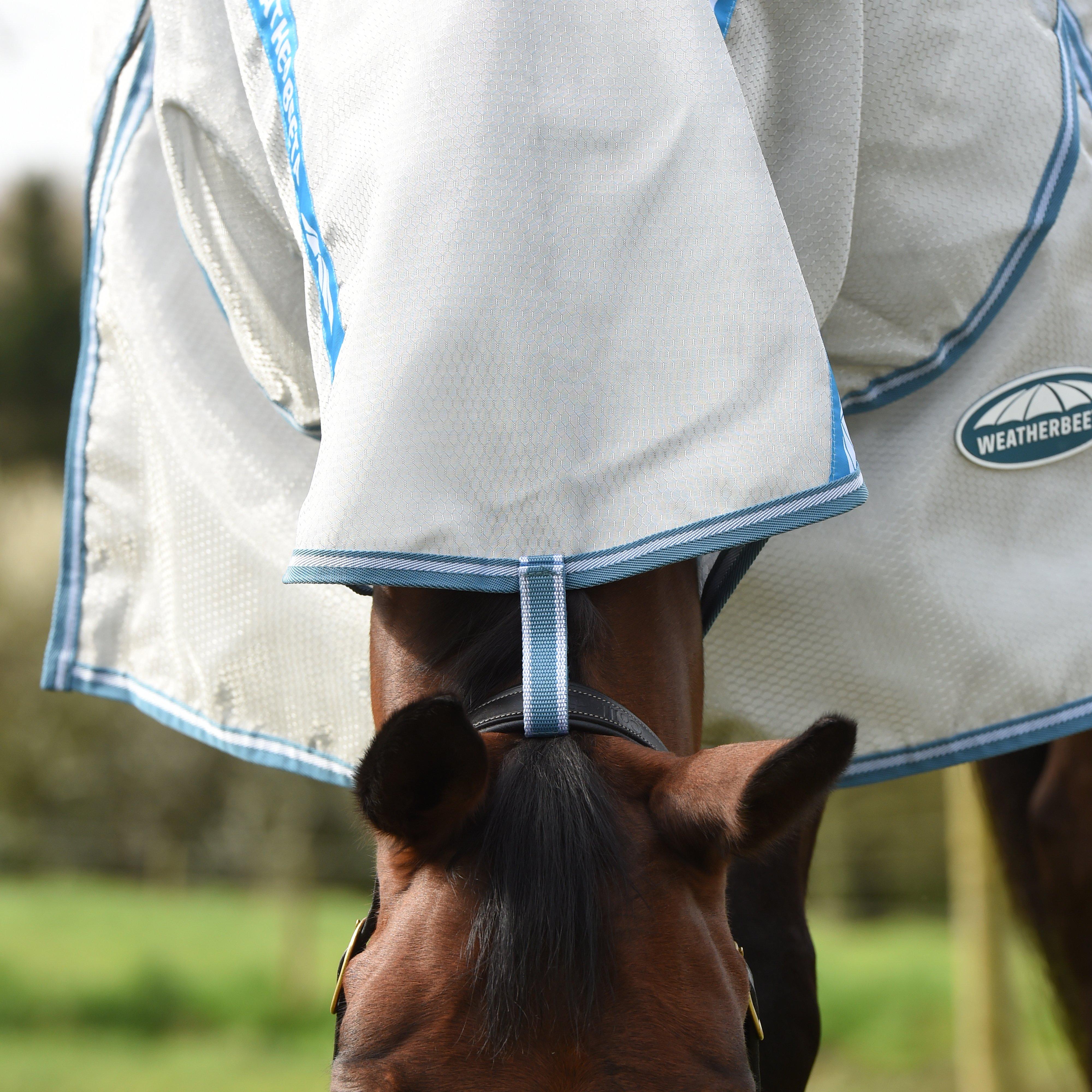 ComFiTec Hexi Shield Combo Neck Fly Rug Silver/Teal Blue