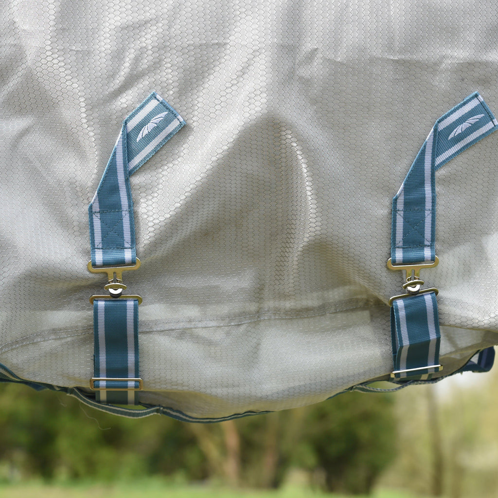 ComFiTec Hexi Shield Combo Neck Fly Rug Silver/Teal Blue