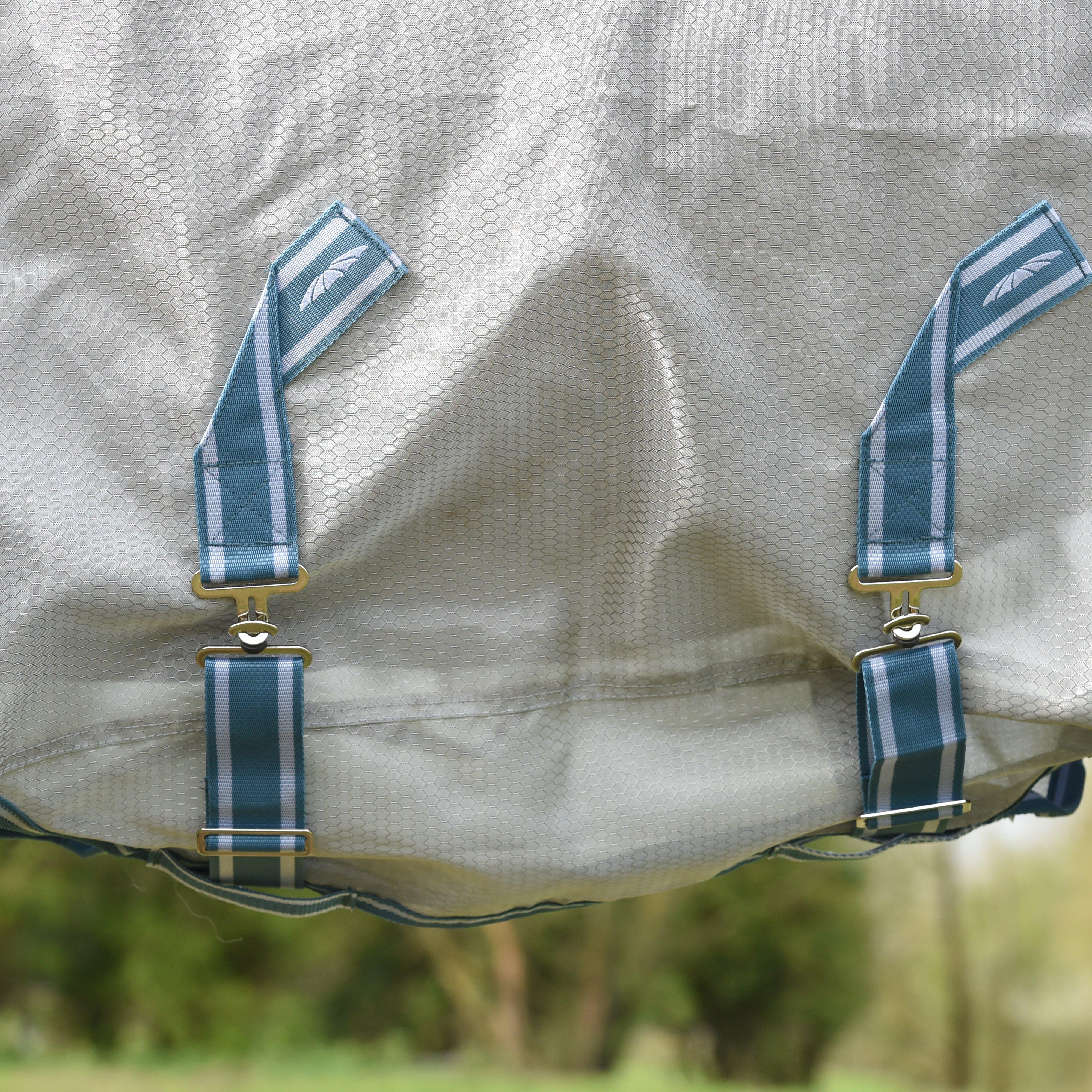 ComFiTec Hexi Shield Combo Neck Fly Rug Silver/Teal Blue