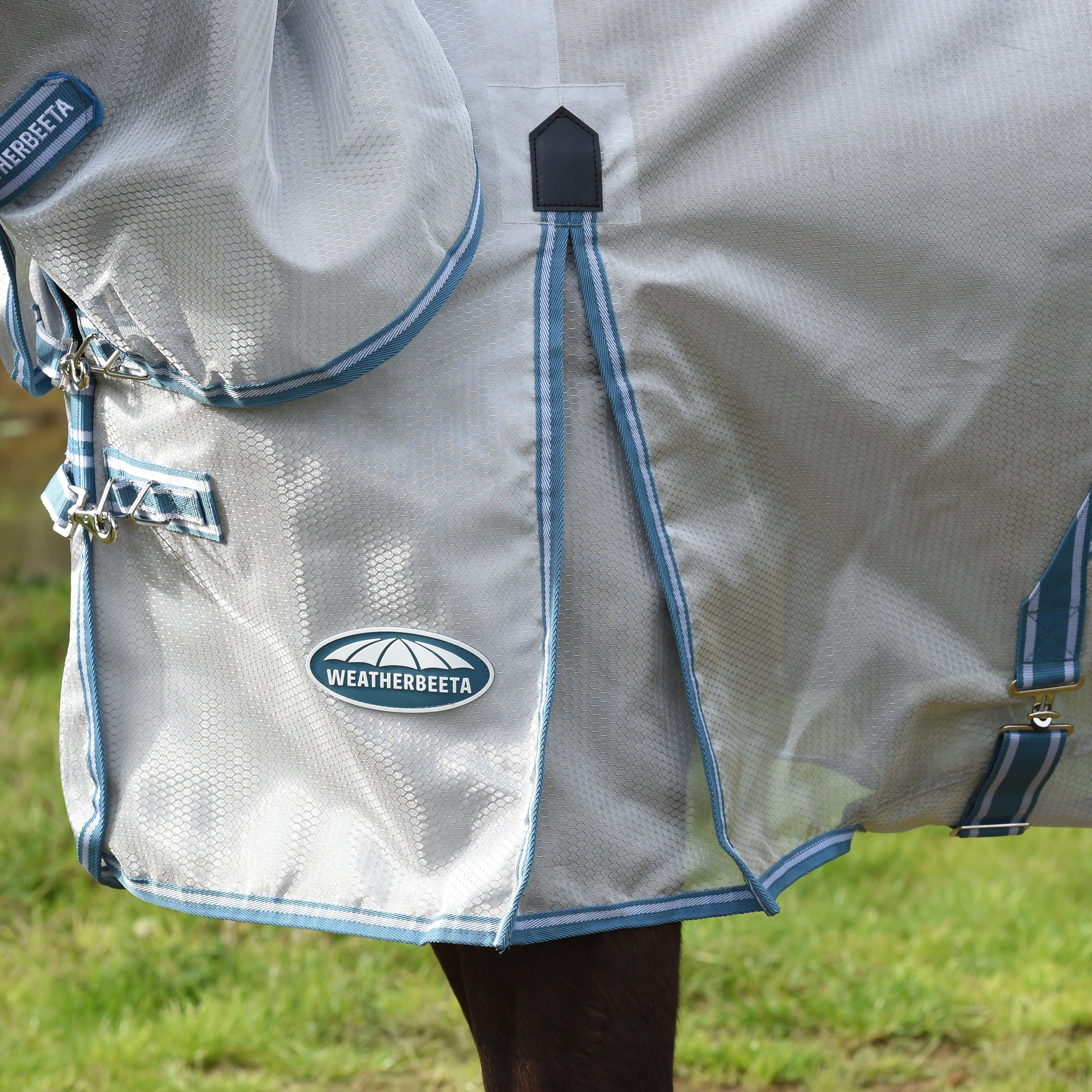 ComFiTec Hexi Shield Combo Neck Fly Rug Silver/Teal Blue