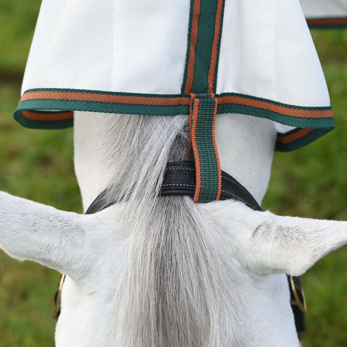 ComFiTec Tyro Mesh Combo Neck Fly Rug White/Green/Burnt Orange