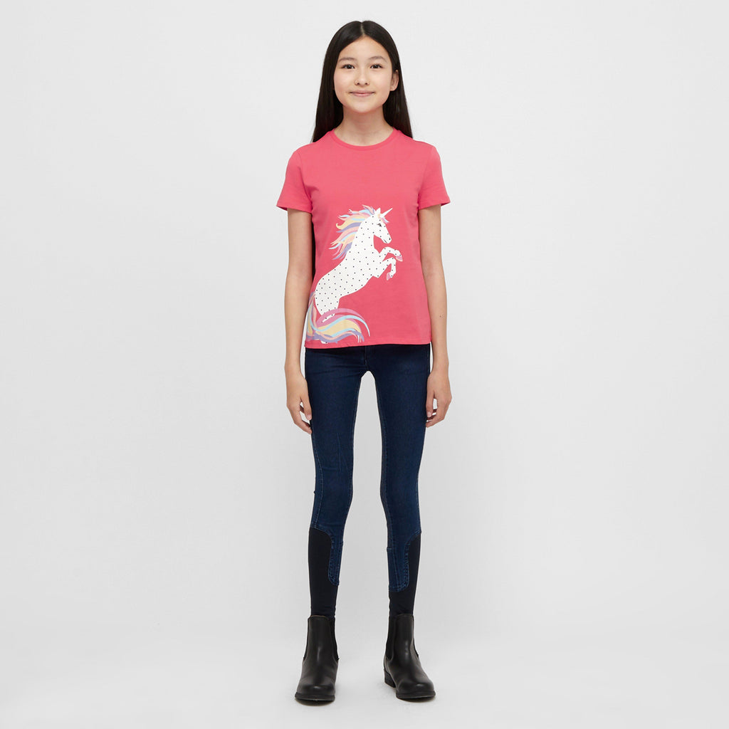 Kids Tilly Tee Coral Rainbow Horse