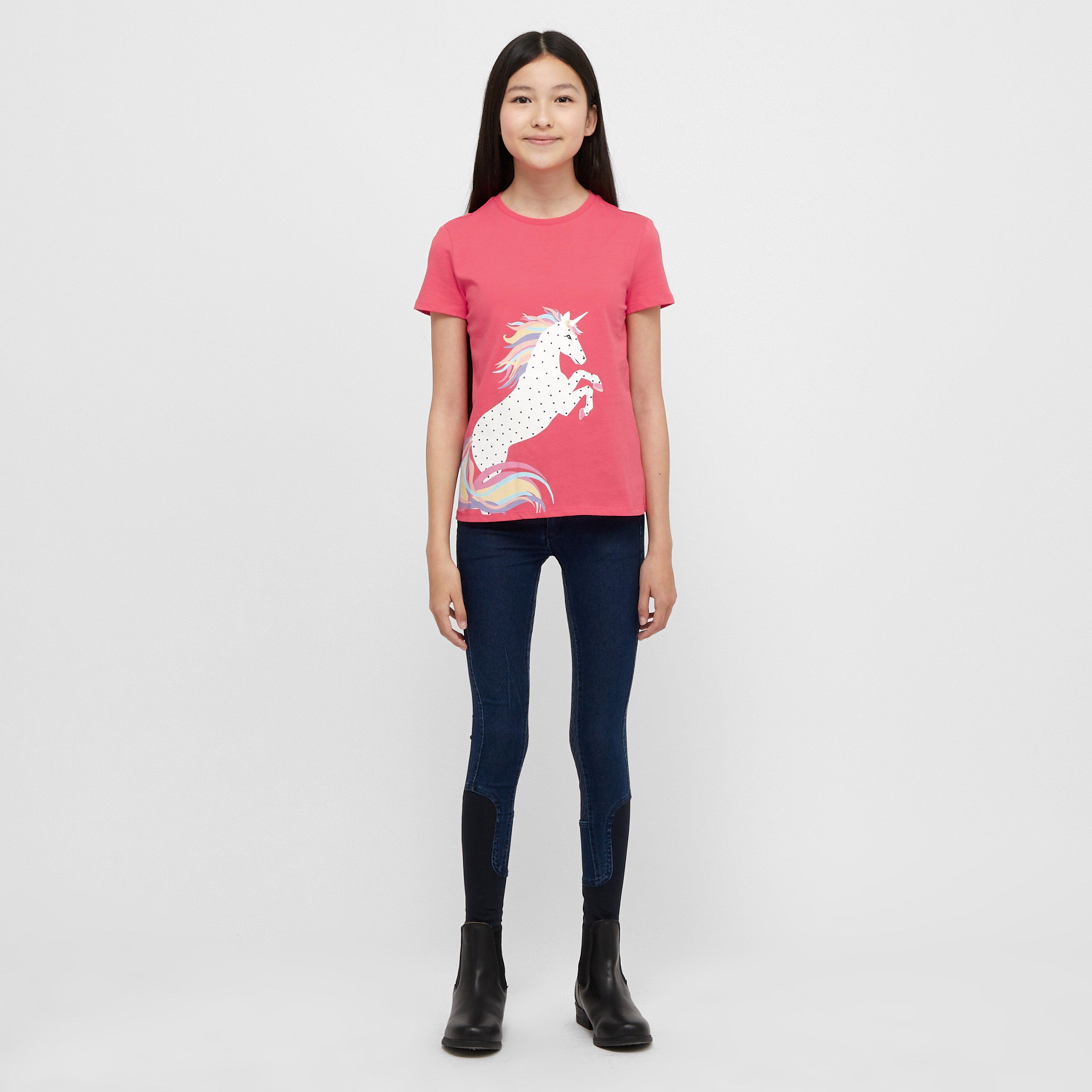 Kids Tilly Tee Coral Rainbow Horse