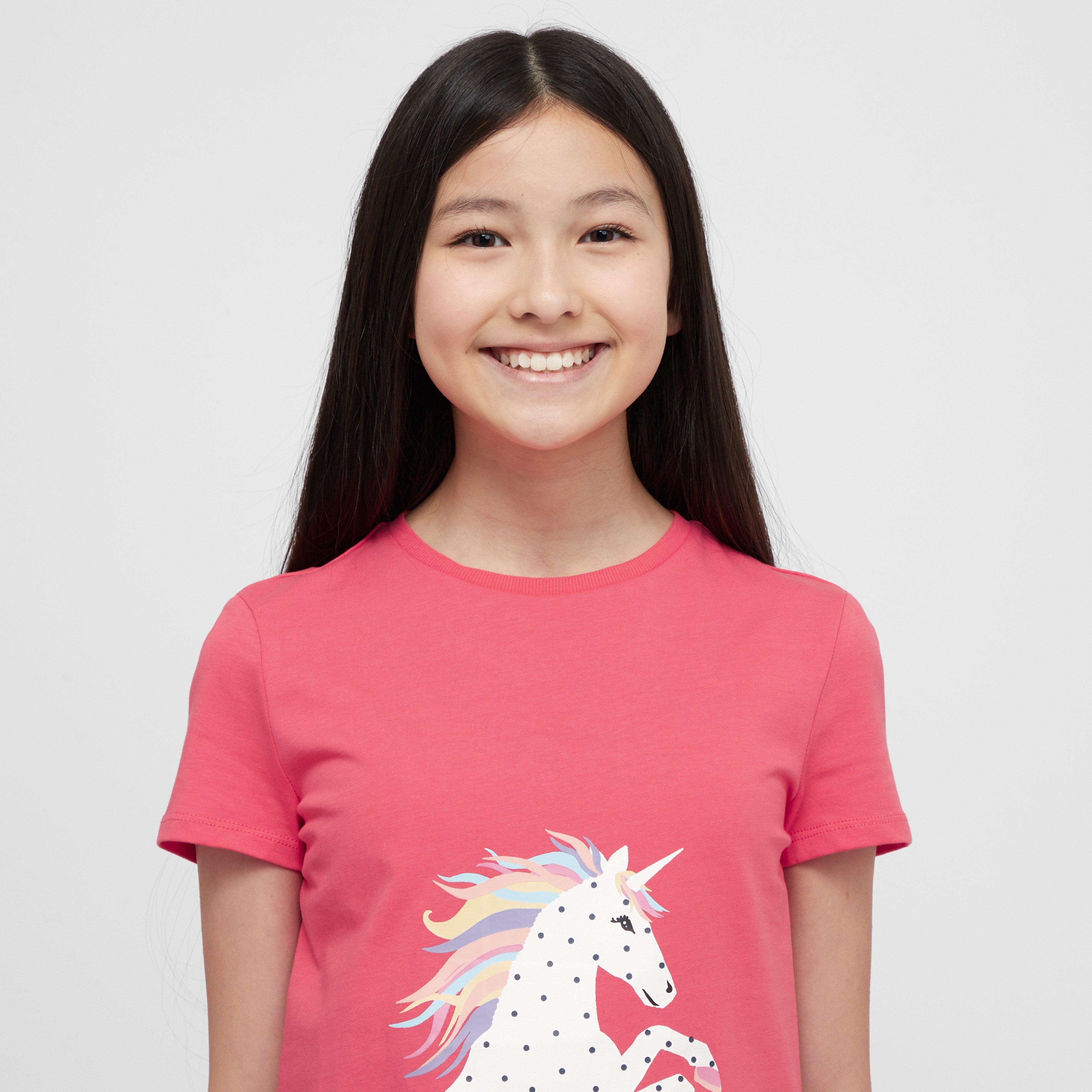 Kids Tilly Tee Coral Rainbow Horse