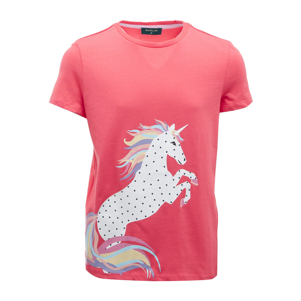 Kids Tilly Tee Coral Rainbow Horse