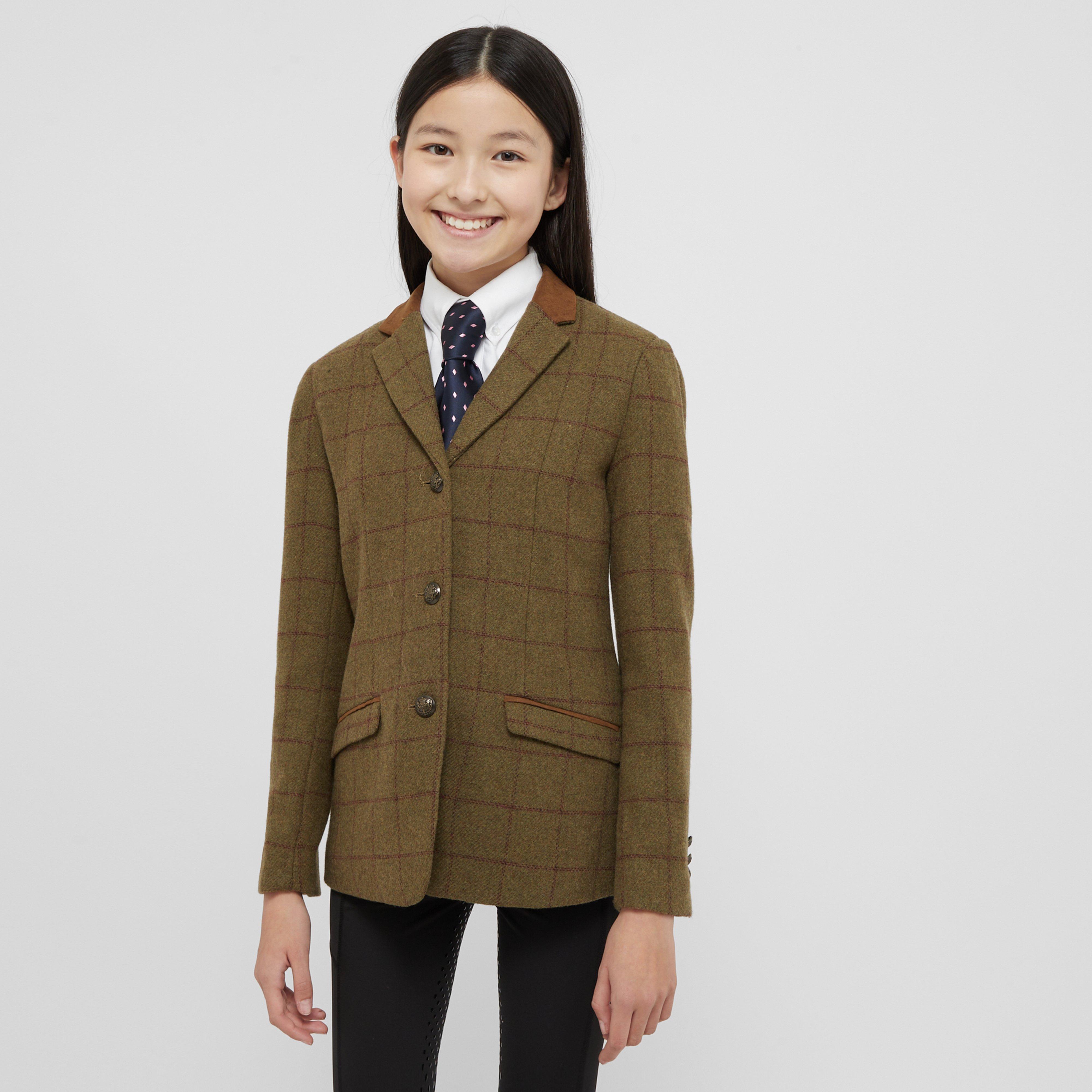 Dublin Kids Albany Tweed Suede Collar Tailored Show Jacket Brown