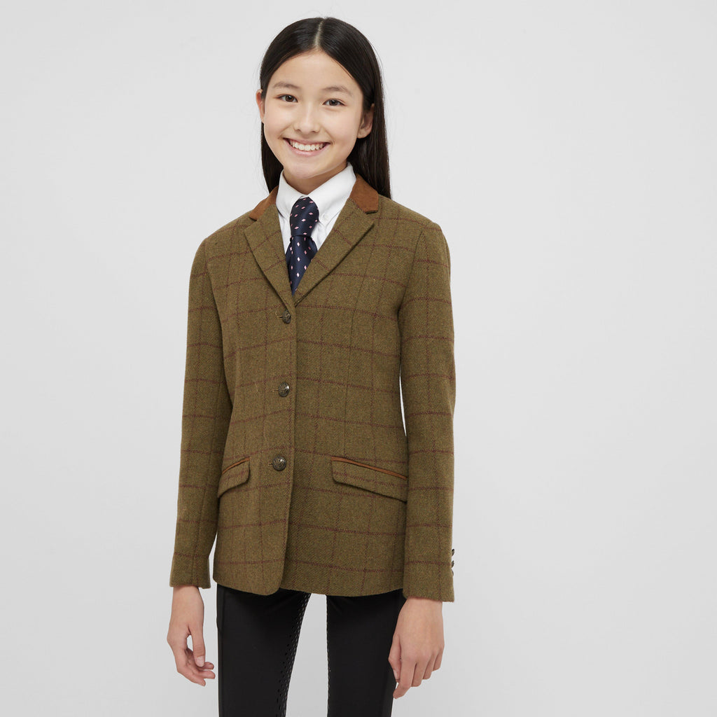 Kids Albany Tweed Suede Collar Tailored Show Jacket Brown