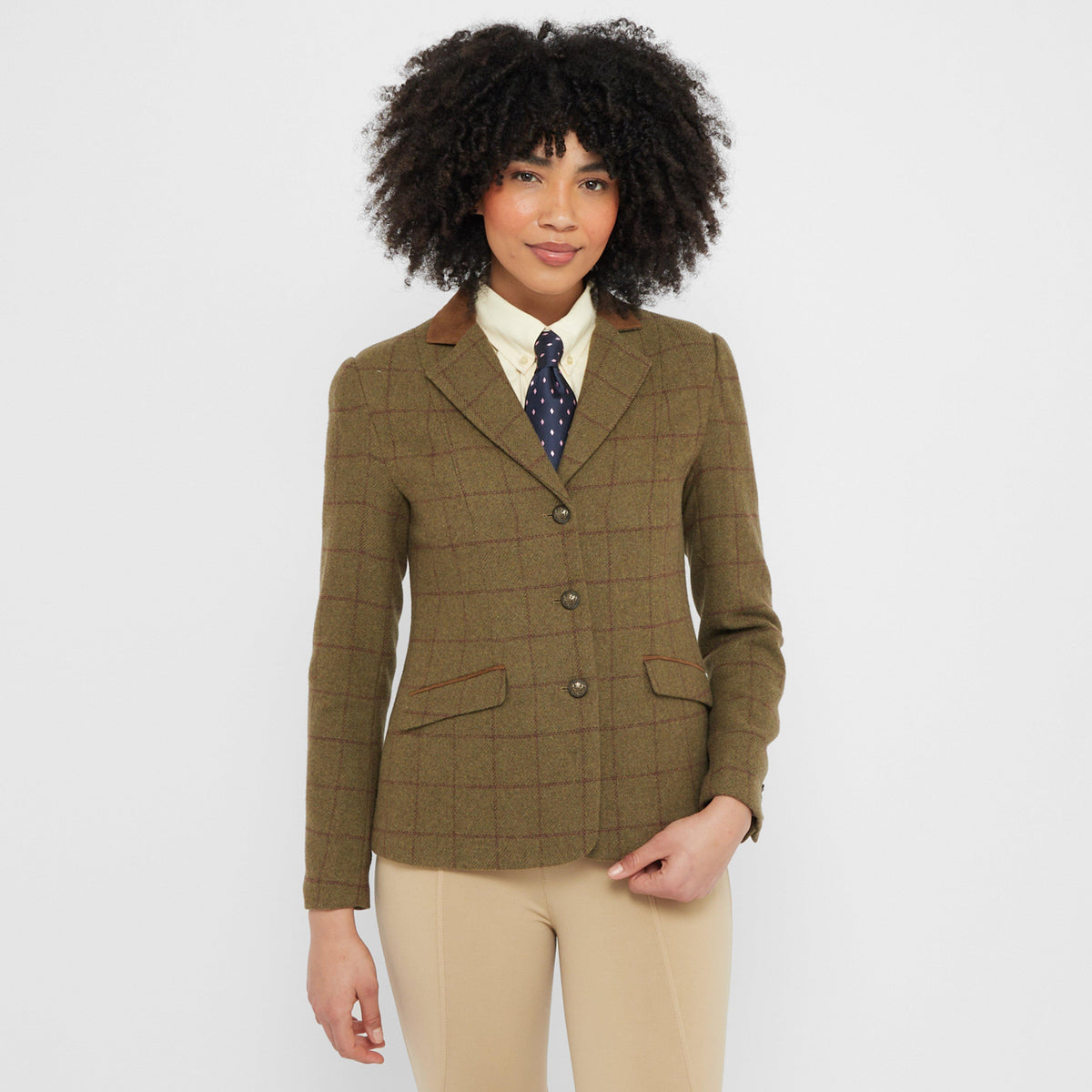 Womens Albany Tweed Suede Collar Tailored Show Jacket Brown