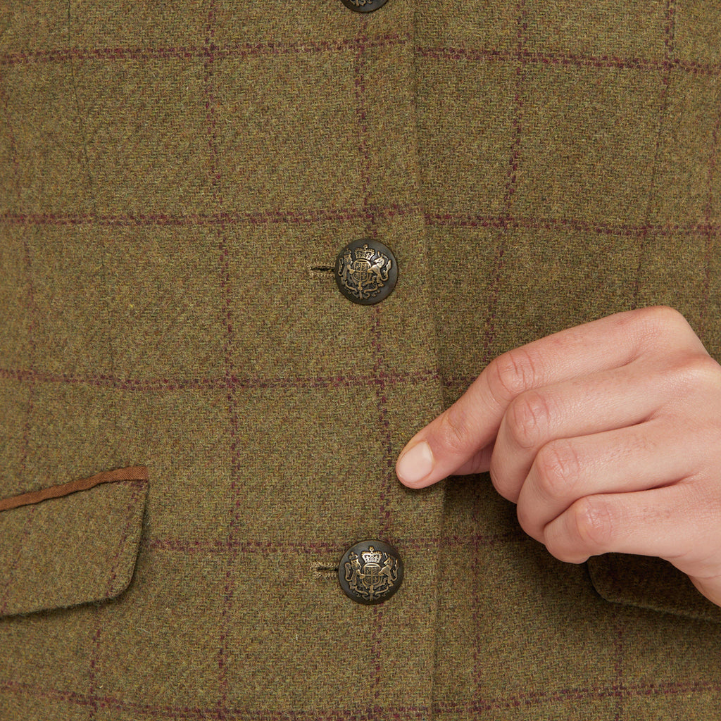 Womens Albany Tweed Suede Collar Tailored Show Jacket Brown