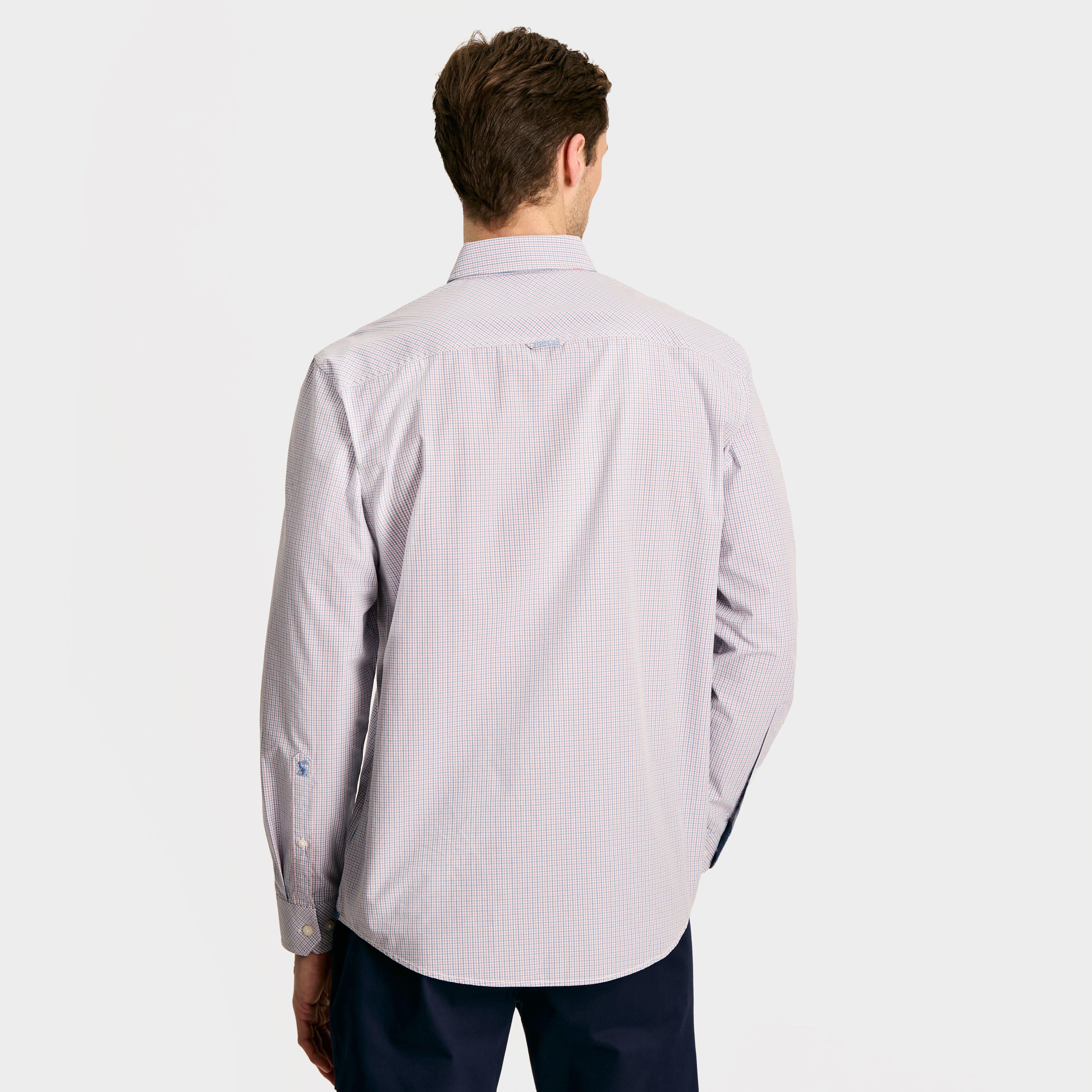 Mens Abbott Cotton Poplin Shirt Blue Gingham