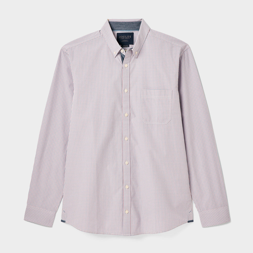 Mens Abbott Cotton Poplin Shirt Blue Gingham