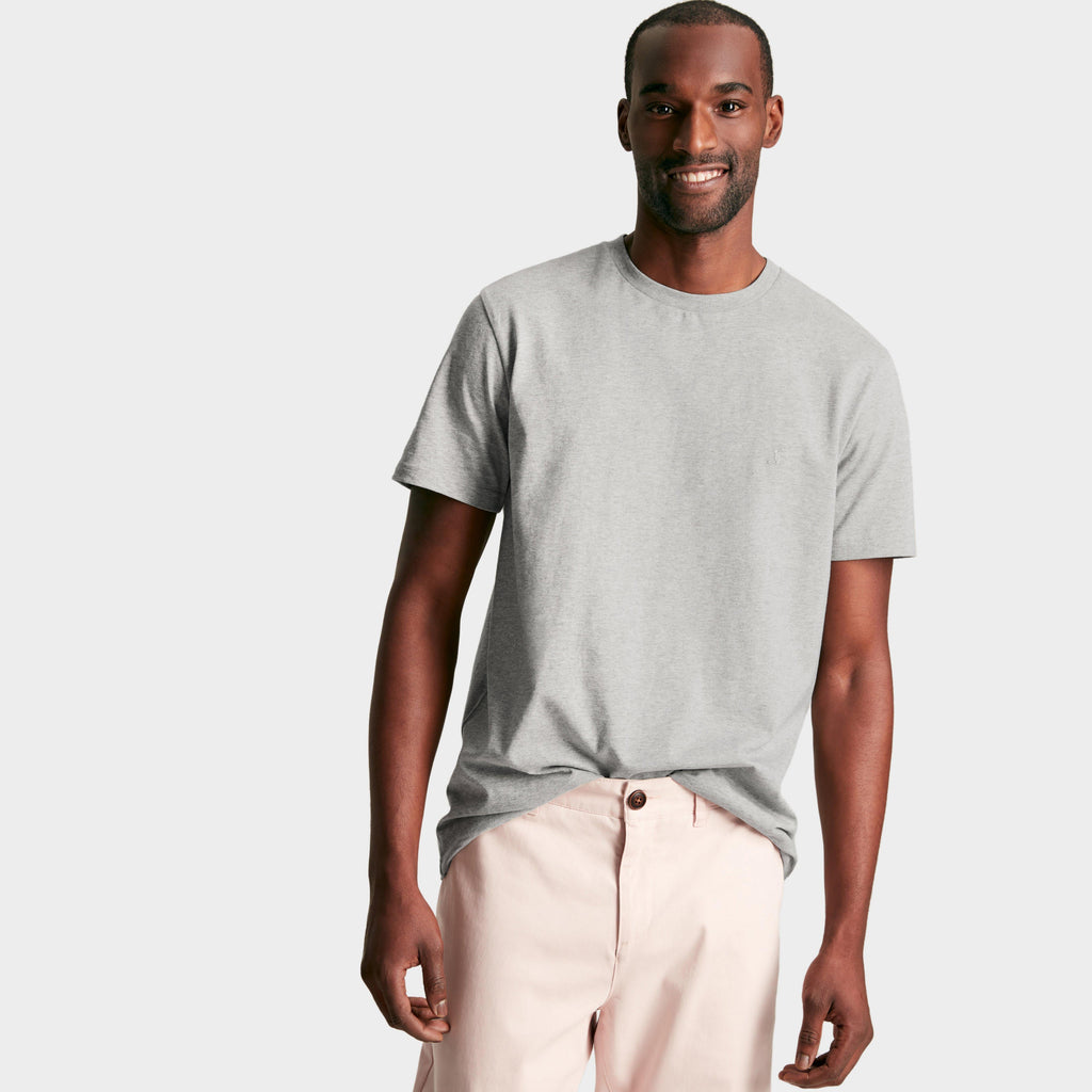 Mens Denton Grey Plain Jersey Crew Neck T-Shirt Grey