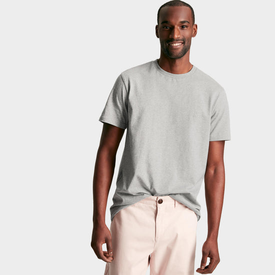 Mens Denton Grey Plain Jersey Crew Neck T-Shirt Grey