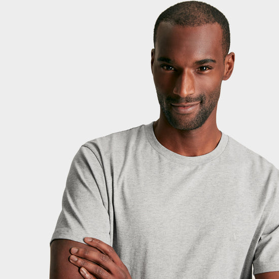 Mens Denton Grey Plain Jersey Crew Neck T-Shirt Grey