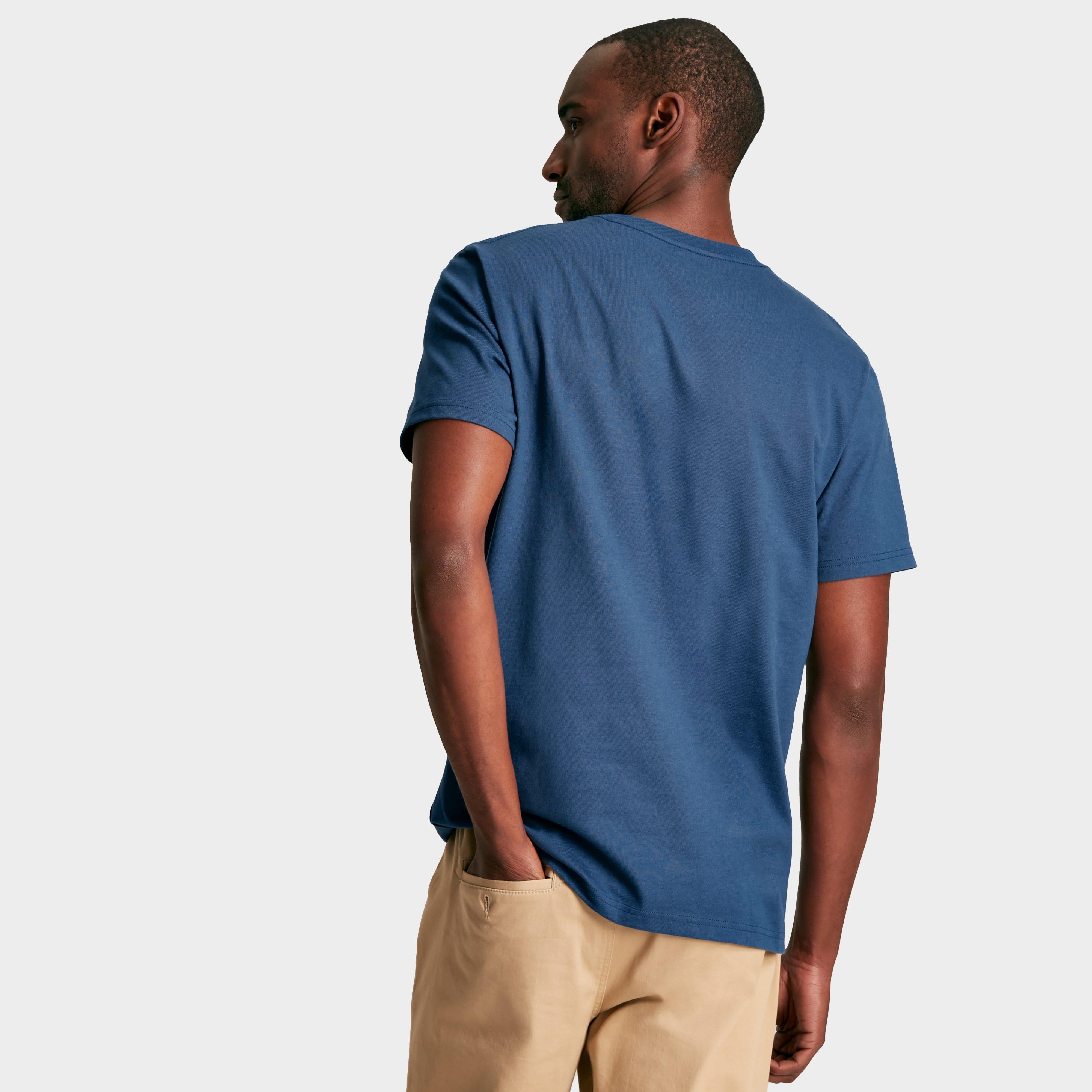 Mens Denton Grey Plain Jersey Crew Neck T-Shirt Blue