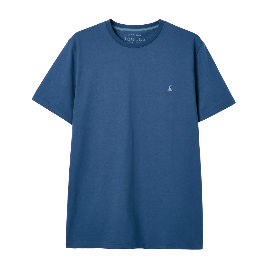 Mens Denton Grey Plain Jersey Crew Neck T-Shirt Blue