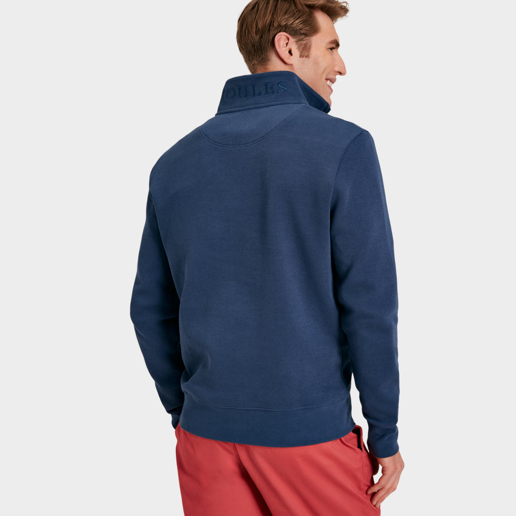 Mens Alistair Quarter Zip Cotton Sweatshirt Blue
