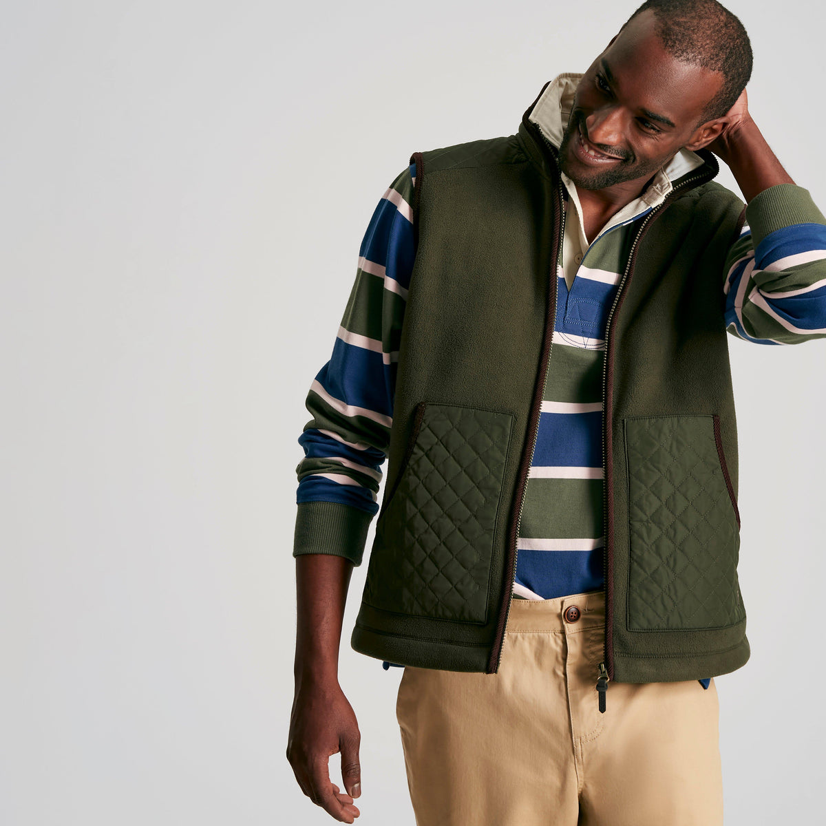 Greenfield Full Zip Fleece Gilet Green