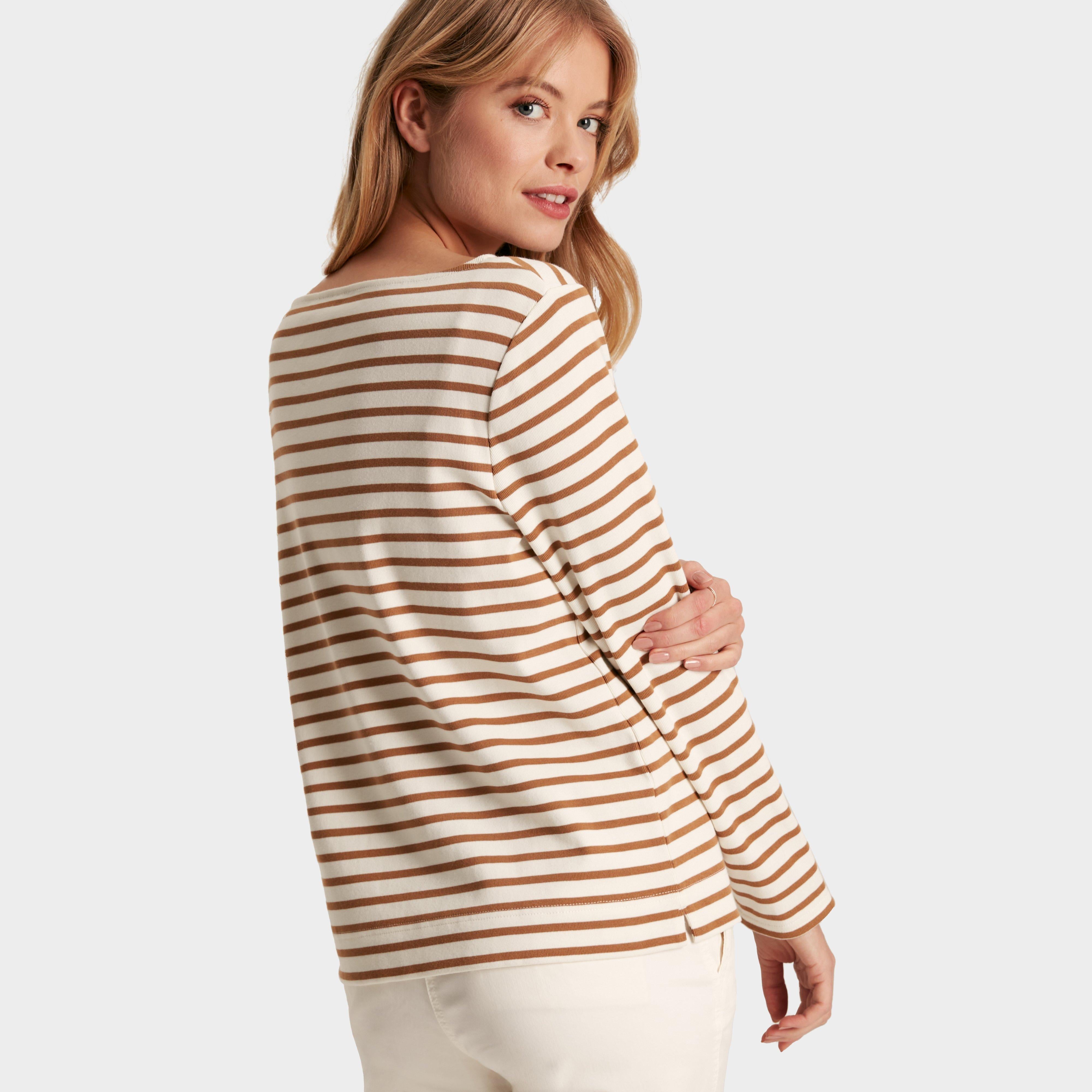 Womens Harbour Boat Neck Breton Top Tan Stripe