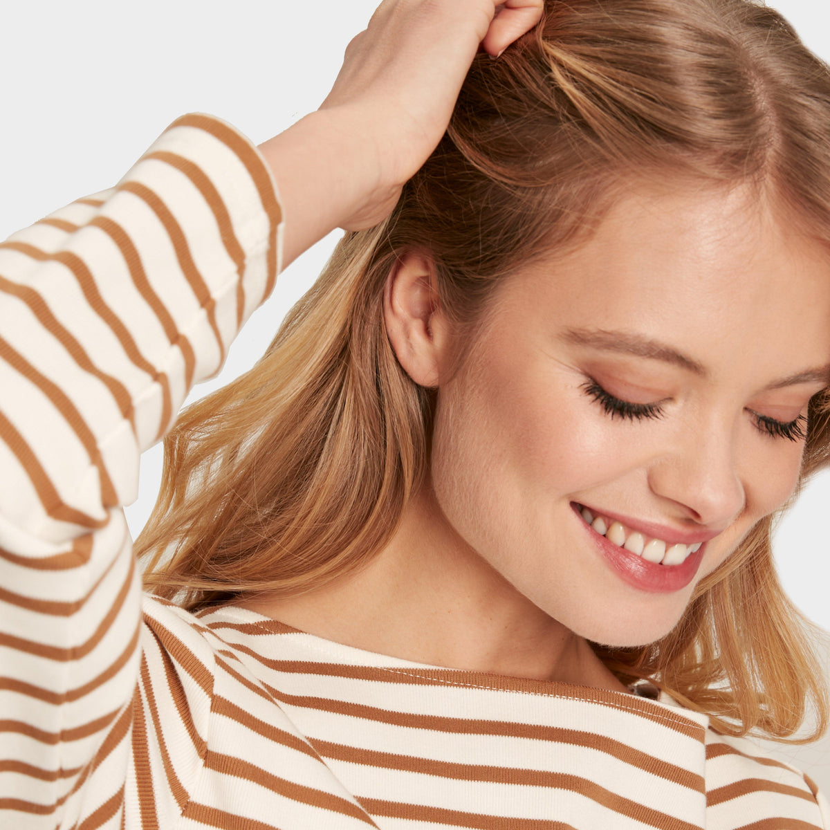 Womens Harbour Boat Neck Breton Top Tan Stripe