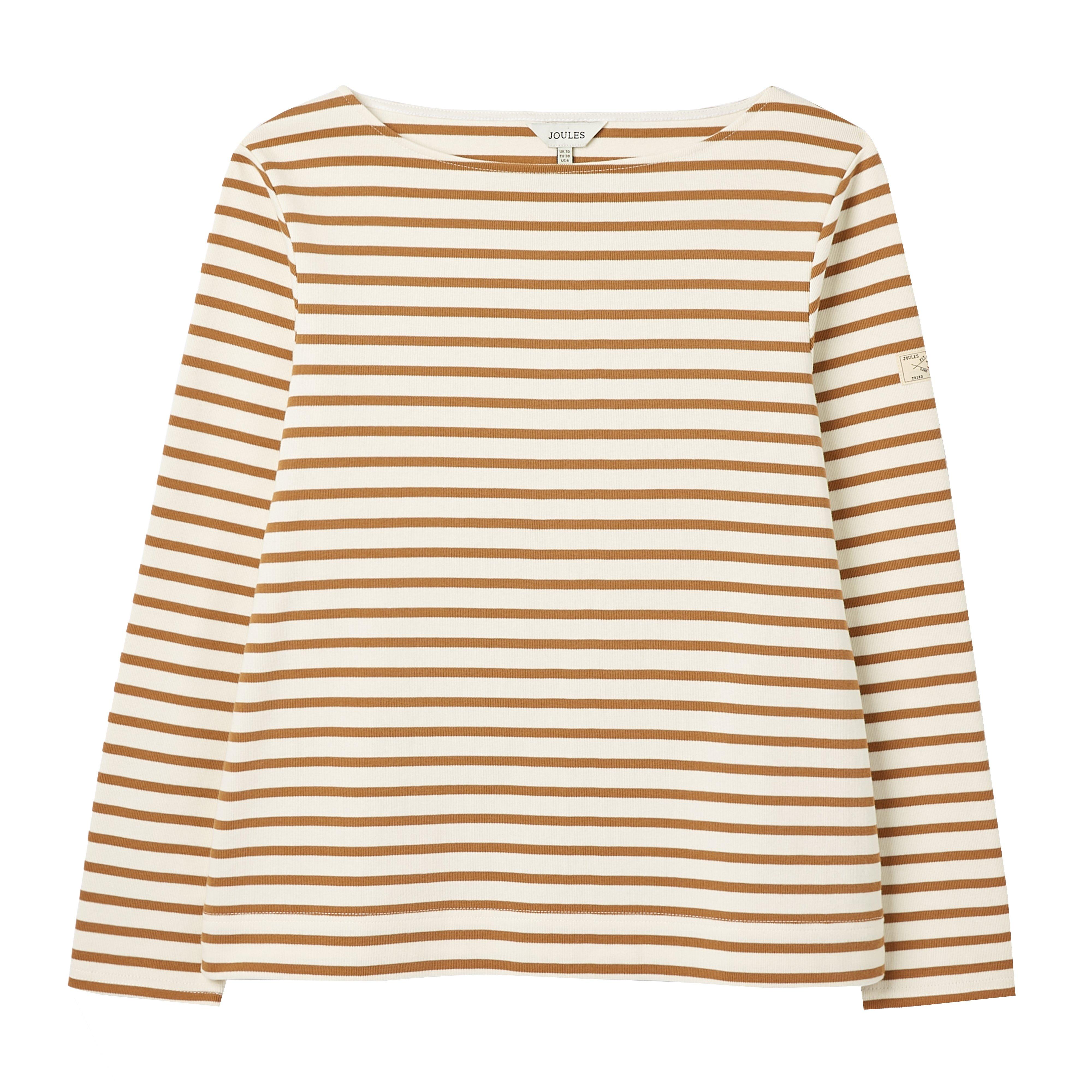Womens Harbour Boat Neck Breton Top Tan Stripe